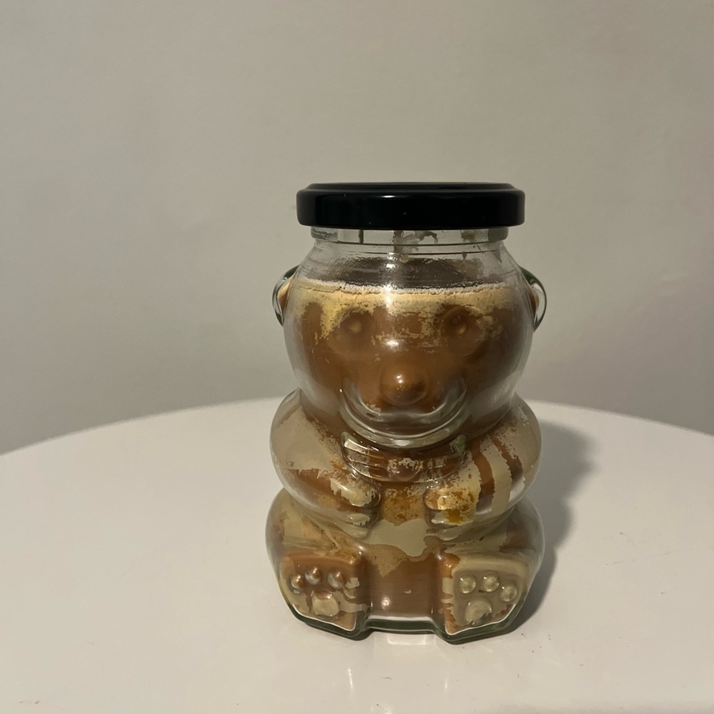 Bear-Shaped Glass Jar with Black Lid